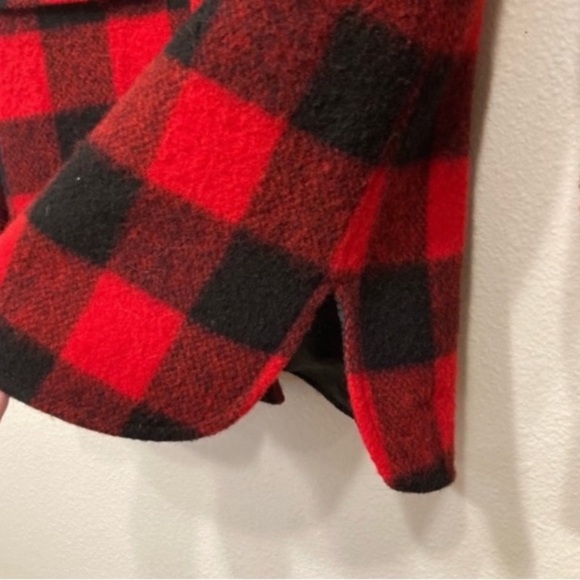 Vintage Wool Plaid Black & Red Coat - Picture 9 of 16